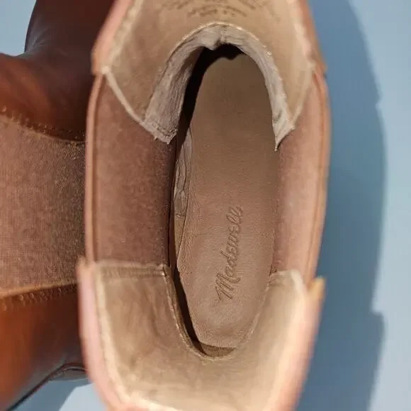 NEW Madewell The Benning Chelsea Ankle Bootie Size 8.5 Cinnamon Brown Leather - Picture 10 of 13
